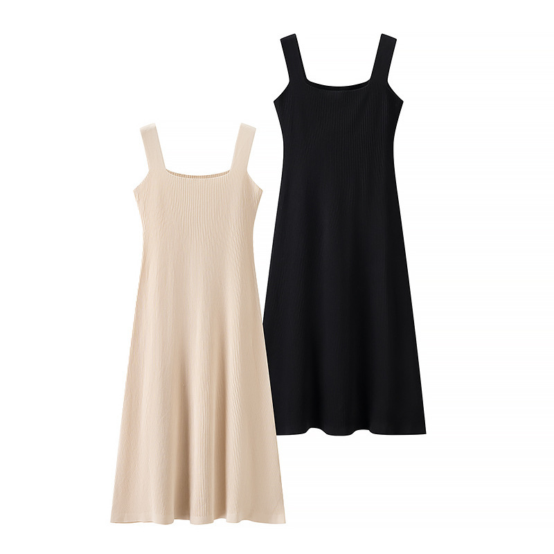 00Hm-2752 Suspender Knitted Dress 2025 Summer New Style Gentle Style Slimming Look Women's Long Skirt