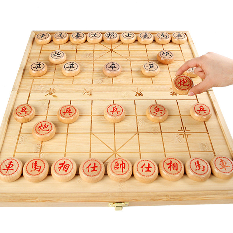 中国象棋便携折叠棋盘 实木象棋 套装木质智力玩具 益智桌游diy