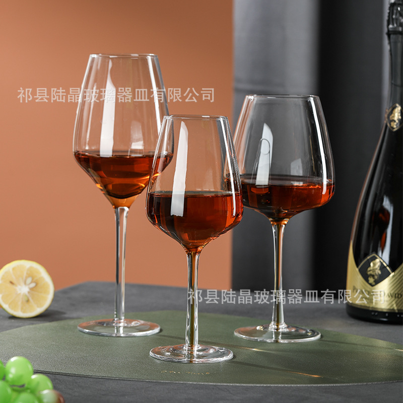 Lu Jing creativo profundo cepillado ámbar cristal rojo vino vidrio transparente Burdeos copa de vino