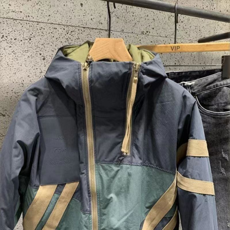 Abrigo de hombre Otoño e Invierno Nuevo estilo coreano diseño de costura cremallera oblicua Juventud con capucha chaqueta acolchada de algodón acolchado cálido