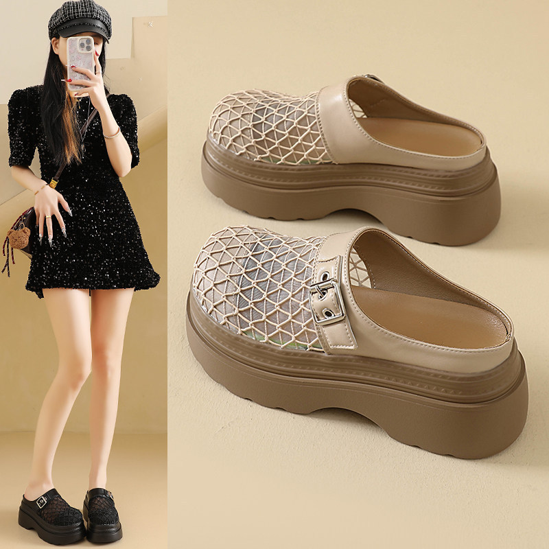 Cross-Border Platform Loafers for Women 2026 New Spring/Summer Retro Woven Closed-Toe Half Slippers for Petite Individuals Cross-Border Platform Loafers for Women 2026 New Spring/Summer Retro Woven Closed-Toe Half Slippers for Petite Individuals
