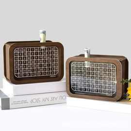 跨境圣诞儿童计数器存钱罐木制透明硬币收纳盒可重复使用的储蓄罐