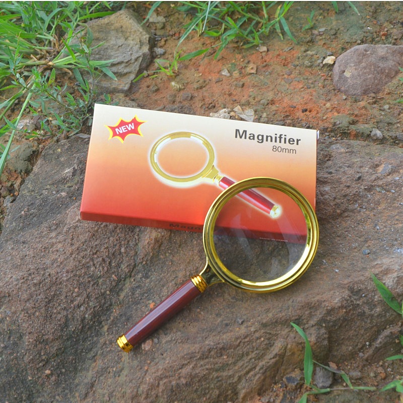 木柄80MM放大镜 高清10倍老人阅读手持 珠宝玉石鉴定 龙柄放大镜