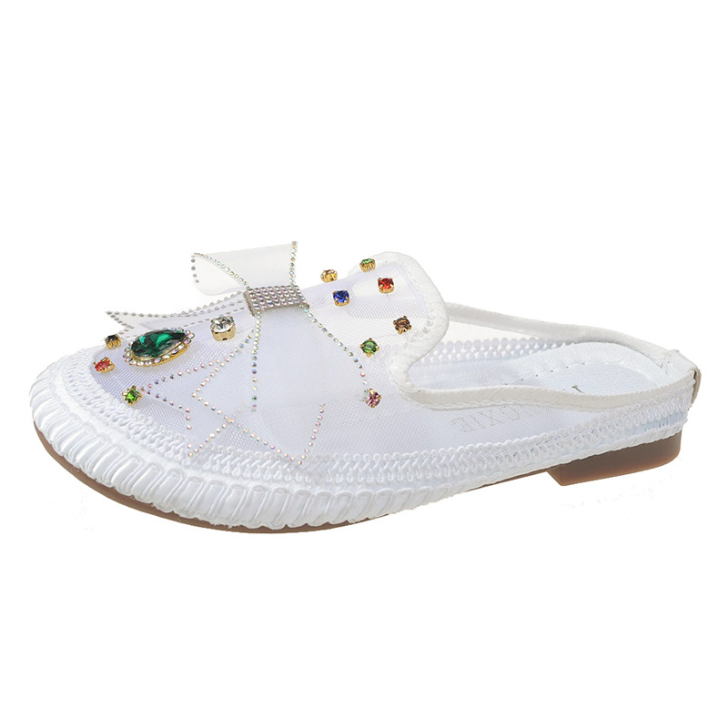 Bogenförmiger Fischerschuh für Damen im Sommer 2024, neuer runder Kopf, niedriger Absatz, Wasserdiamant, flacher Mund, bequemer Western_voghion.com