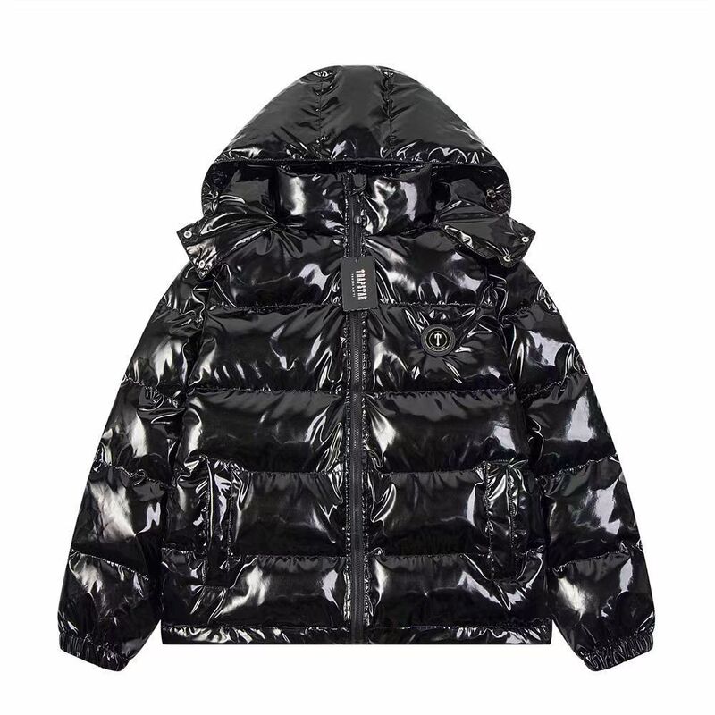 Trendy Brand Trapstar Black Glossy Thickened Warm Cotton Padded Reflective Winter Jacket Waterproof American Style Versatile