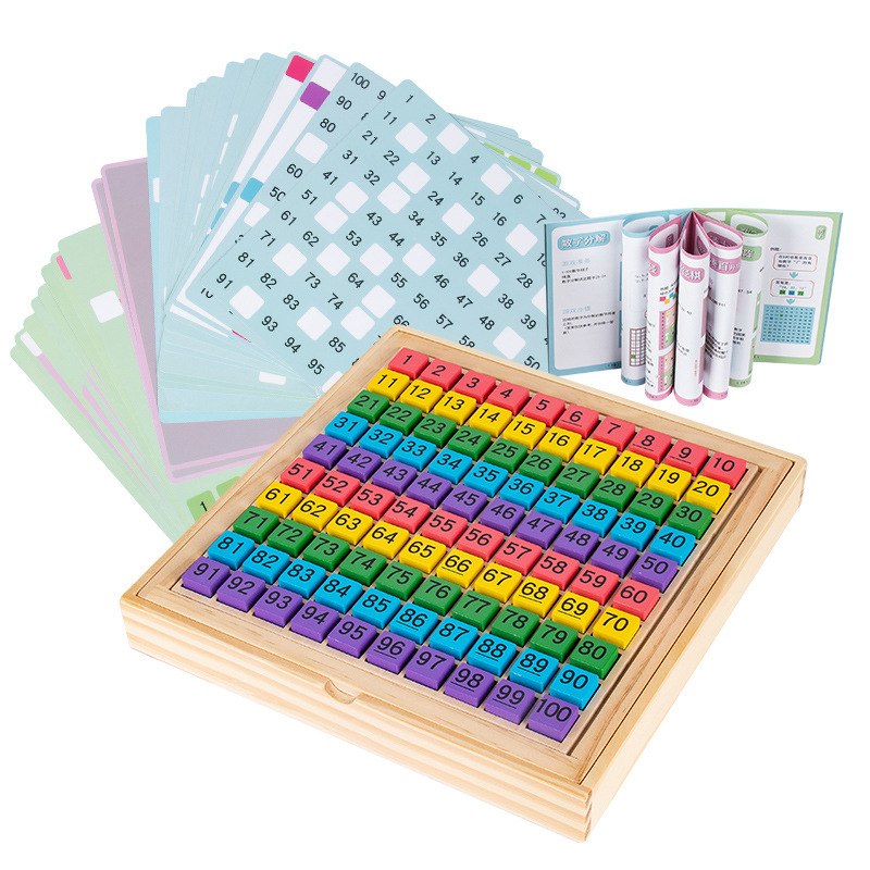 Cientos de tablas Montessori Pensamiento matemático Ilustración digital Aprendizaje de artefactos aritméticos suma y resta juguetes educativos para niños pequeños