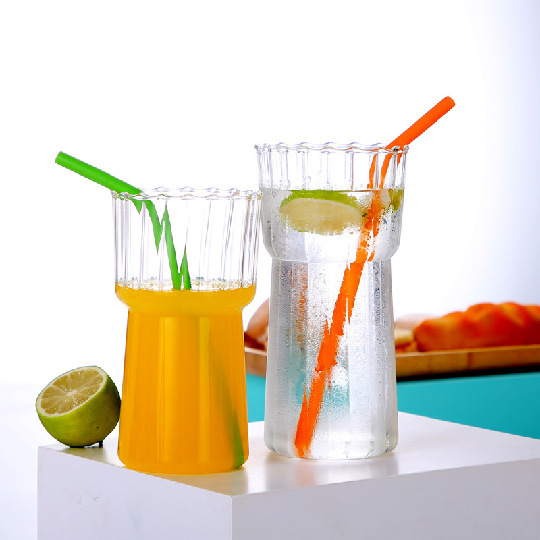 Taza de café americana de hielo vertical, taza de bebida de leche resistente a altas temperaturas, taza de vidrio de alta borosilicina