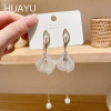 Earrings, advanced high quality silver needle with tassels from pearl, french style, high-quality style, bright catchy style, wholesale