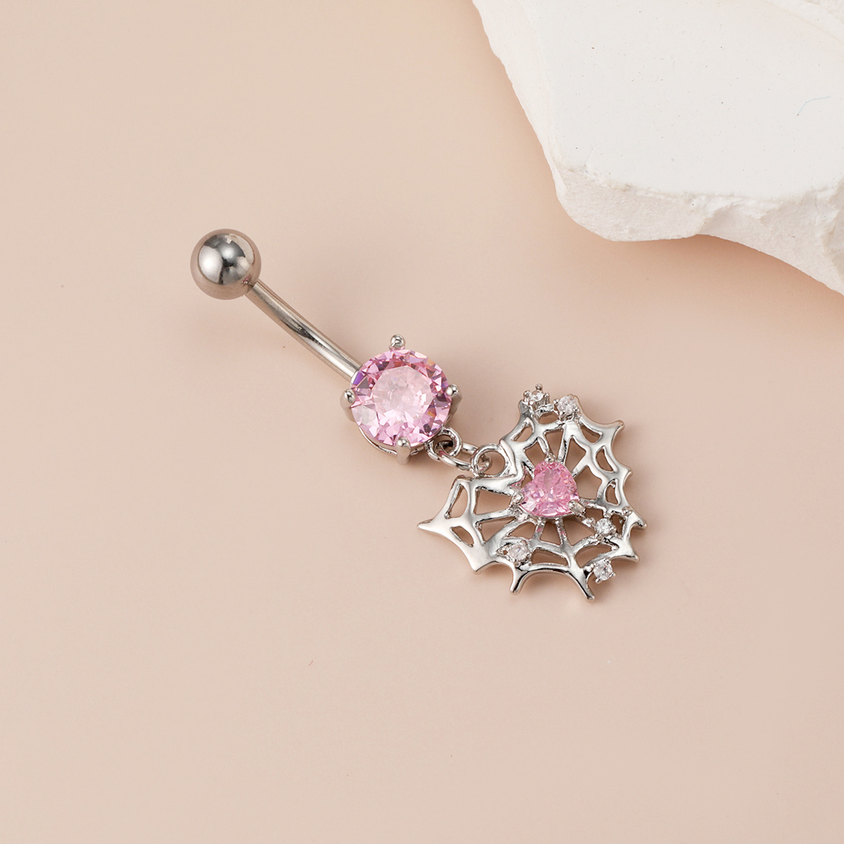 Bambos vėrimo žiedas širdelės voratinklis su deimantais_voghion.com