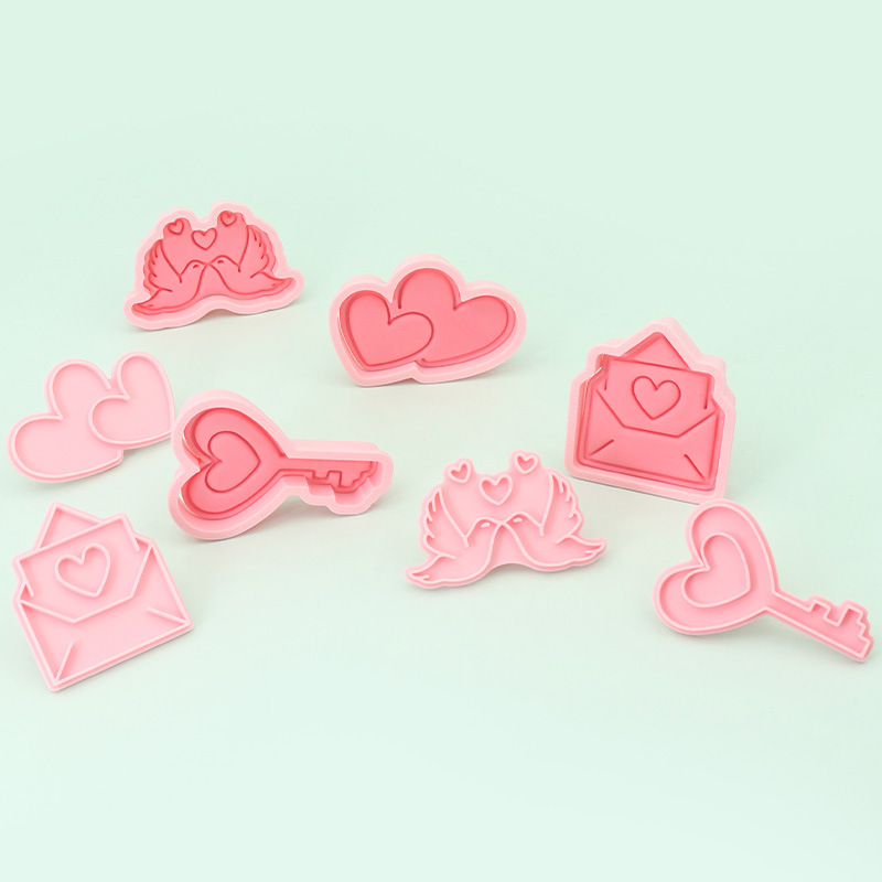 Cartel de galletas de dibujos animados de San Valentín Molde de galletas de amor DIY linda herramienta de horneado para el hogar de fondant de prensa tridimensional