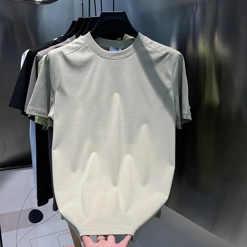 Li Heng 専用液体アンモニア綿 200g 2025 春夏 メンズ ピュアバージョン ラウンドネック Tシャツ 万能 シンプル 無地|undefined