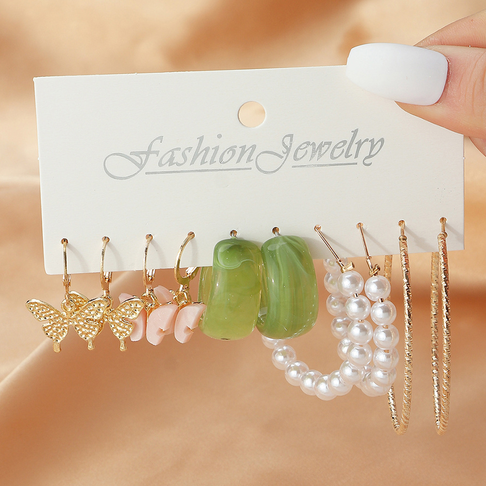 simple butterfly snake shaped inlaid pearl earrings cardboard multipiece setpicture3