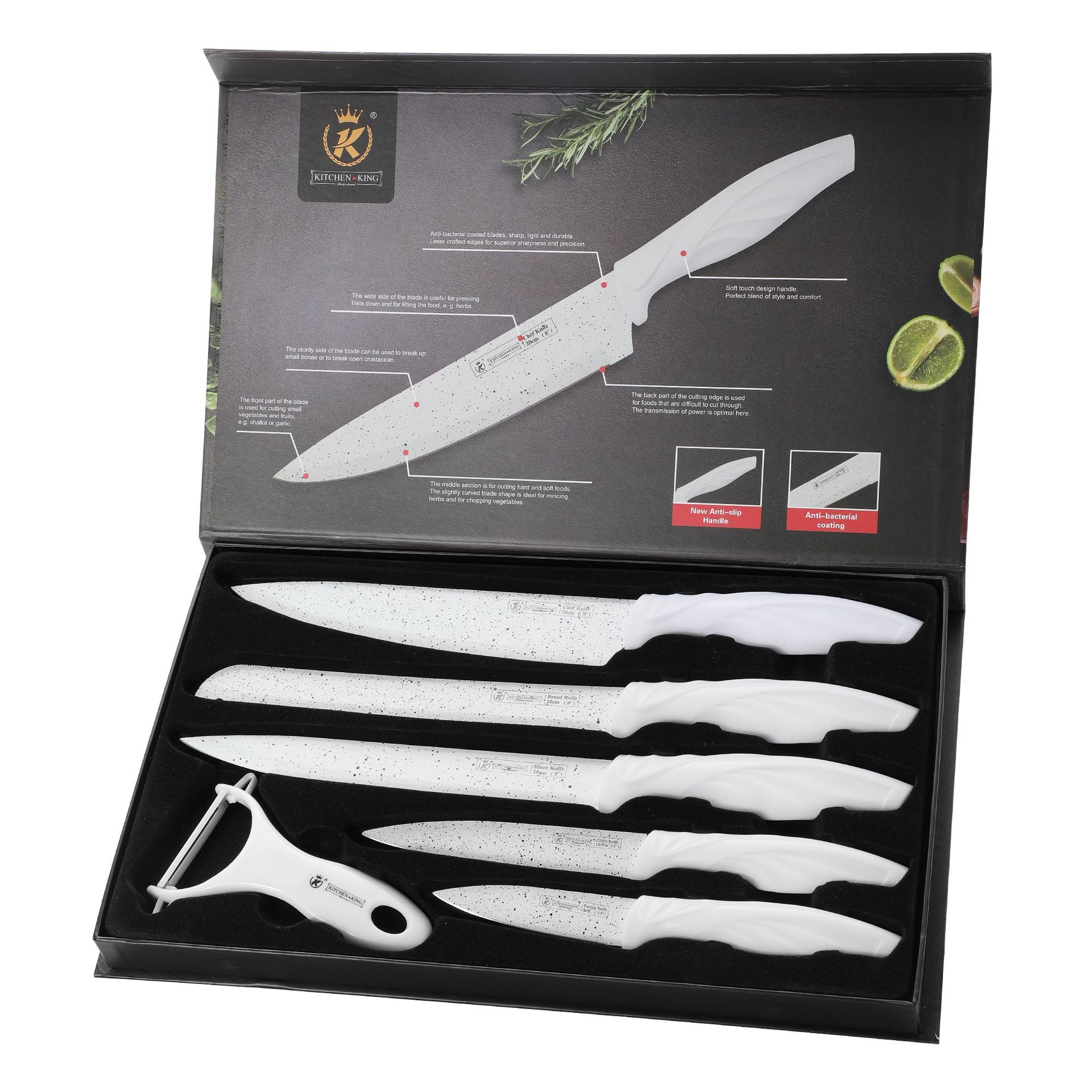 Cuchillo de acero inoxidable transfronterizo conjunto de seis piezas de cocina hogar cuchillo de chef cuchillo afilado Cuchillo de fruta conjunto completo en stock