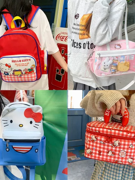 Cute hellokitty Kitten Plush Portable Shoulder Backpack Girl Heart Street Cute Backpack Gift