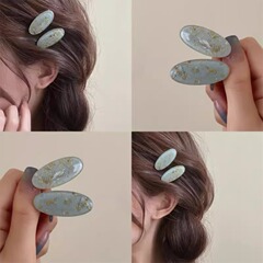レトロ金箔ヘアピン楕円カモ口クリップ少女心ヘアピンサイドクリップ前髪砕毛クリップヘアアクセサリー高級感