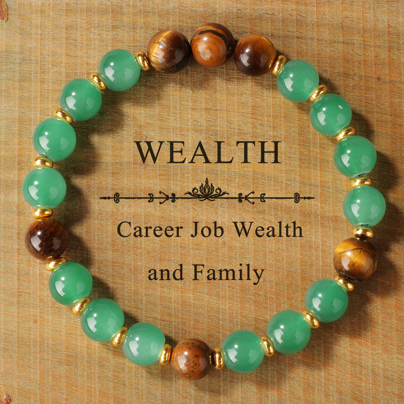 Mixed Color Crystal Chalcedony Beaded Bracelet Elastic Cord Green Aventurine Tiger Eye Beaded Bracelet Natural Stone Healing Bracelet