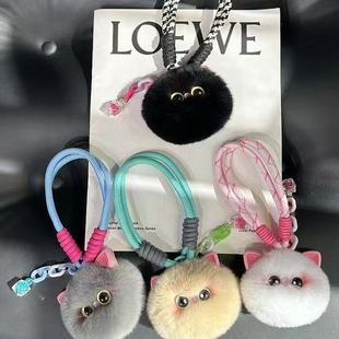 [Cute kitten] Rex rabbit fur pendant plush doll doll keychain Internet red pendant pendant