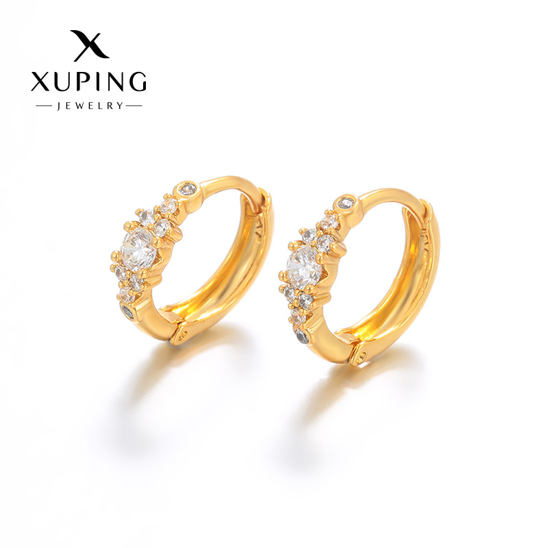 Xuping imitación de oro lujoso temperamento geométrico círculo de auriculares de cobre aleación chapado 24k color Europa y América auriculares transfronterizos al por mayor