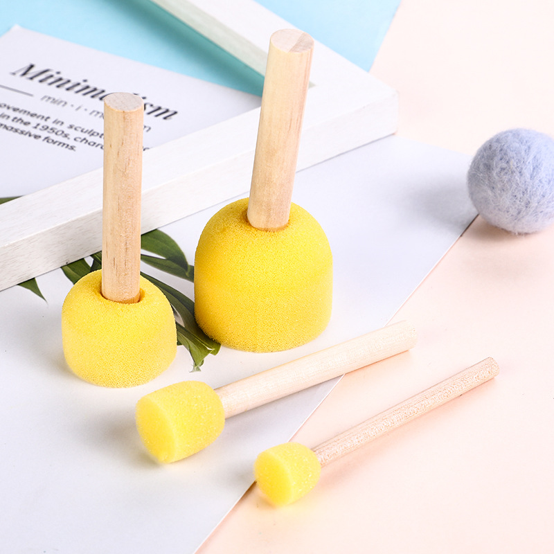 Seta transfronteriza esponja cabeza pintura cepillo registro manejar niños educación temprana graffiti esponja sello fabricante en stock