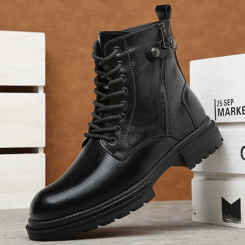 Мужские ботинки в американском стиле ретро, новинка 2024, зимние высокие мужские бархатные теплые ботинки в британском стиле, модная обувь