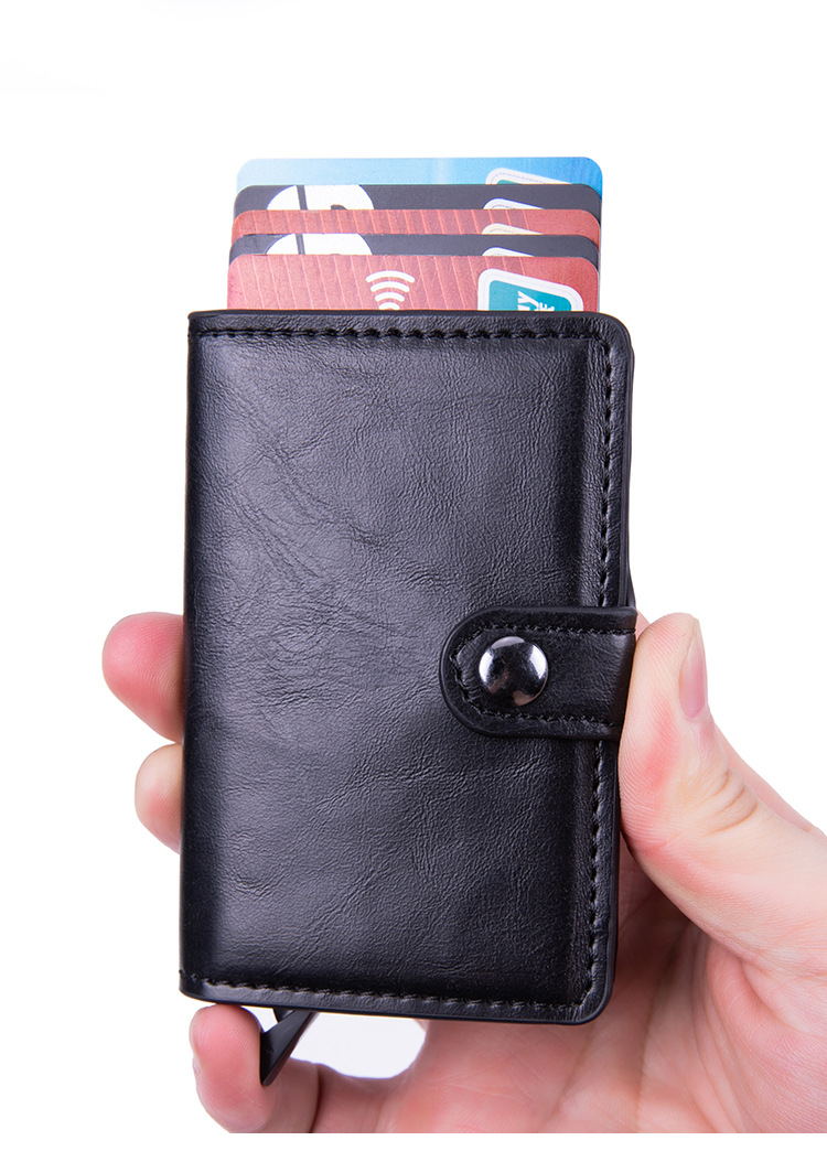 Bolsa antirrobo para tarjetas, billetera con clip explosivo para tarjetas, caja automática para tarjetas de aleación de aluminio, RFI_voghion.com