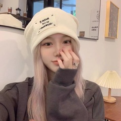 Internet celebrity face-showing small black hat for women in spring and autumn, versatile woolen hat, cold hat, Baotou hat, trendy winter knitted pile hat