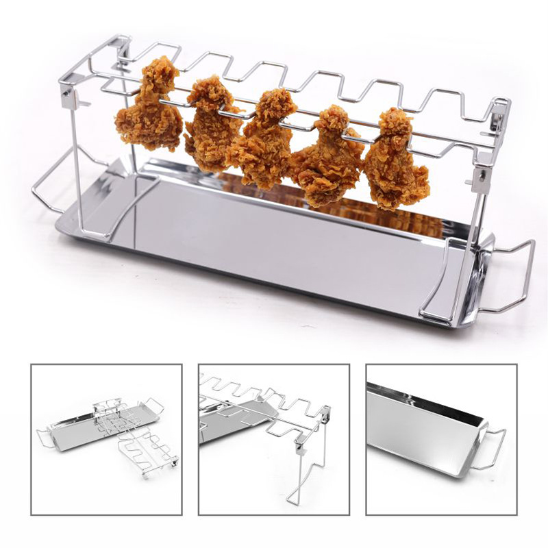 Amazon pierna de pollo plegable de acero inoxidable parrilla al aire libre para llevar bandeja inferior parrilla parrilla barbacoa picnic parrilla