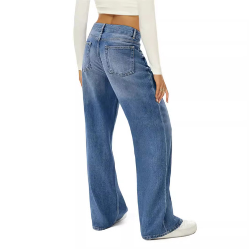 Women's Loose Wide Leg Jeans with Cat Mustache and Monkey Design, European and American Style