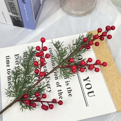 仿真发财果冬青果红果家居装饰节日气氛布置客厅餐桌插花摆件浆果