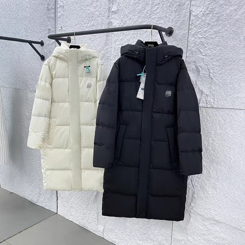 Winter Mlb Long down Jacket for Men and Women, Couple Style, Over-The-Knee, Warm, Versatile Hooded Coat, Cold-Proof, Thickened and Warm