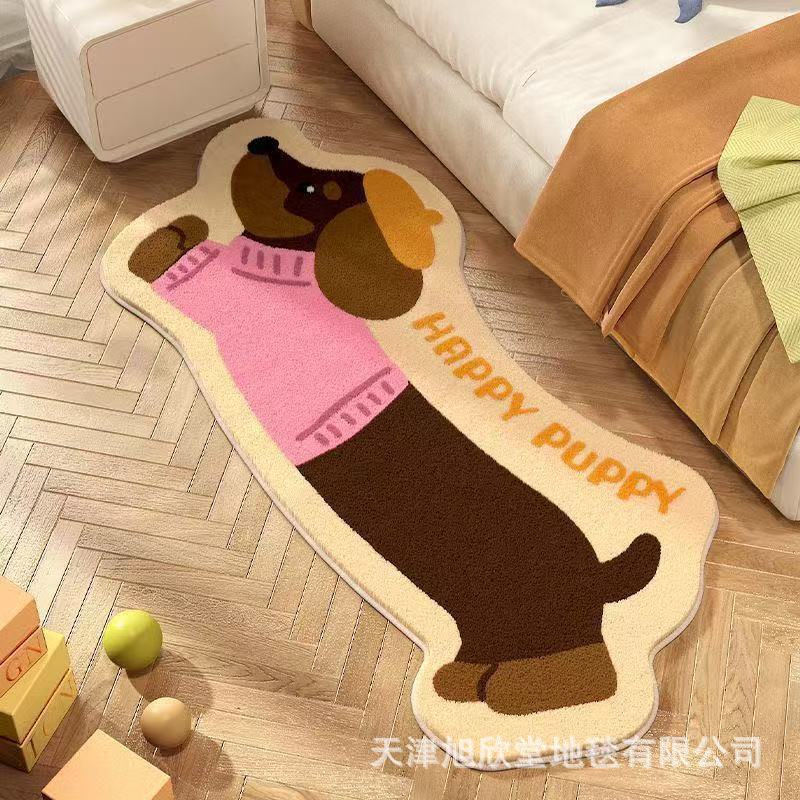 행복한 강아지 핑크색 옷