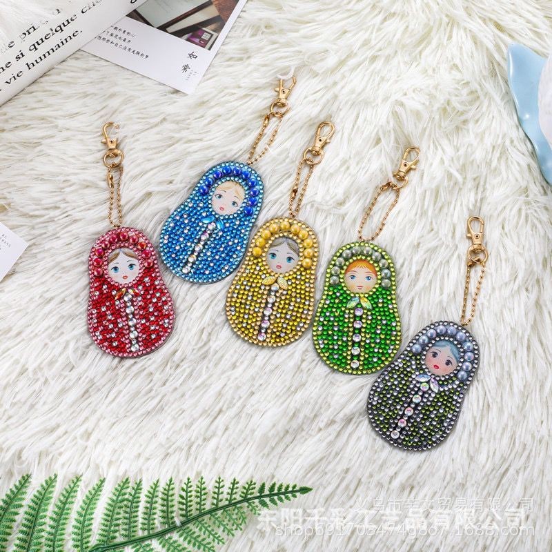 Nuevos productos de pintura de diamante, material acrílico llavero de doble cara DIY bolsa de diamante completa mariposa