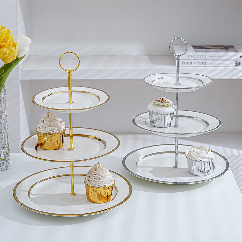 Plato de fruta de tres capas mesa de café de la sala de estar hogar plato de caramelo Pantalla de recepción merienda plato de postre de té de la tarde plato de postre