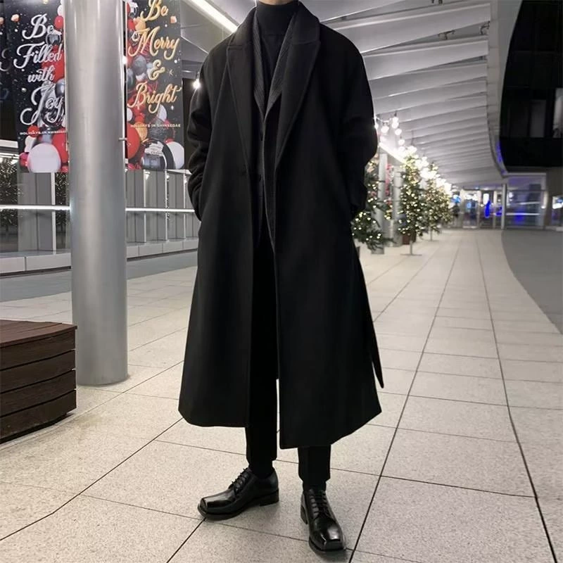 Men's universal autumn trench coat, woolen coat English style, jacket, Korean style, British style, oversize