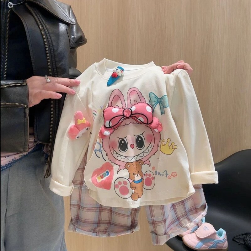 【秋上新】女童春秋季2025儿童纯棉长袖时髦洋气拉布布上衣打底衫|undefined
