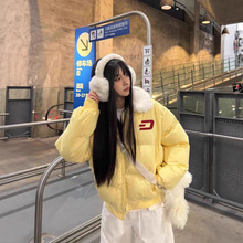 日系甜美小个子羊羔毛翻领棉服外套女学生冬季新款宽松加厚面包服