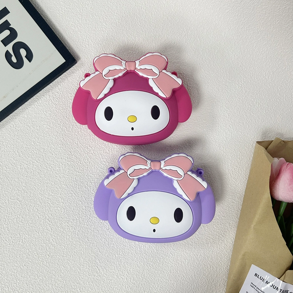 Cartoon silicone children's rabbit, cute wallet, bag strap, flowered