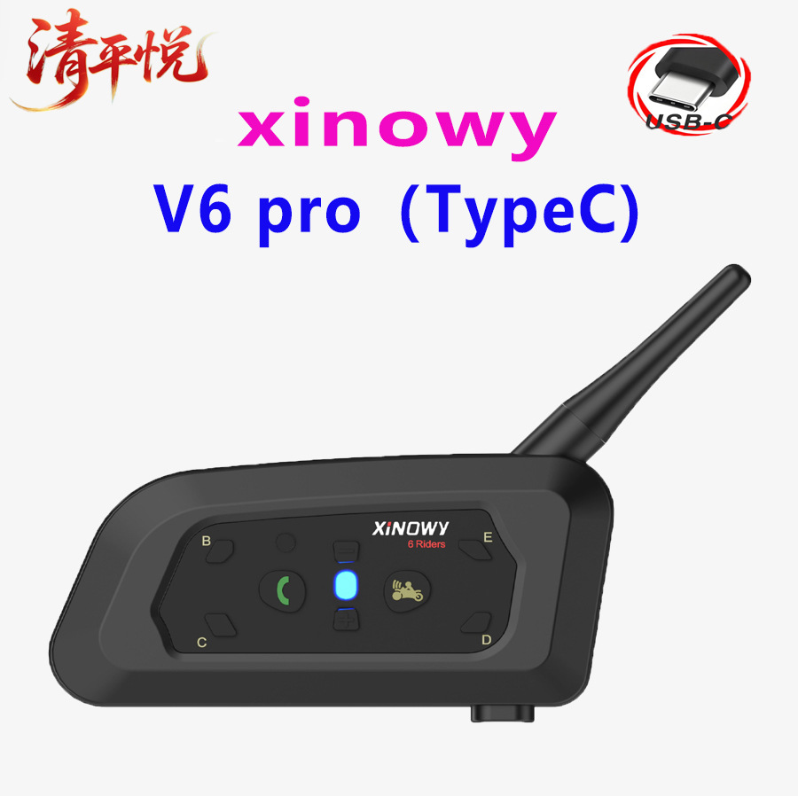 Xinowyv6Pro Motorcycle Helmet Bluetooth Headset 2-Person Intercom Helmet Intercom 3.5Mm/Typec Interface