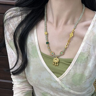 Natural Year Ruyi Sha Jin Hetian Lock New Chinese Style Personality Original Design Sunny Water Lock Women's Necklace Ruyi