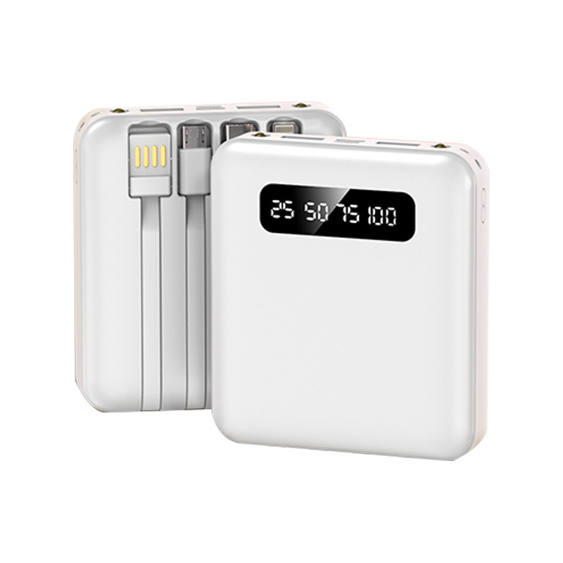Mini al aire libre con cuatro cables de 10000 mAh pantalla digital de carga rápida tesoro de carga portátil fuente de alimentación portátil en stock