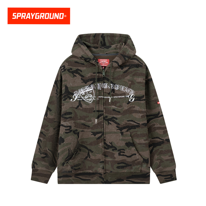 Sprayground Shark Mouth 3D Hooded Cardigan Sweatshirt Men's American Street Style Spring and Autumn Hoodie Jacket