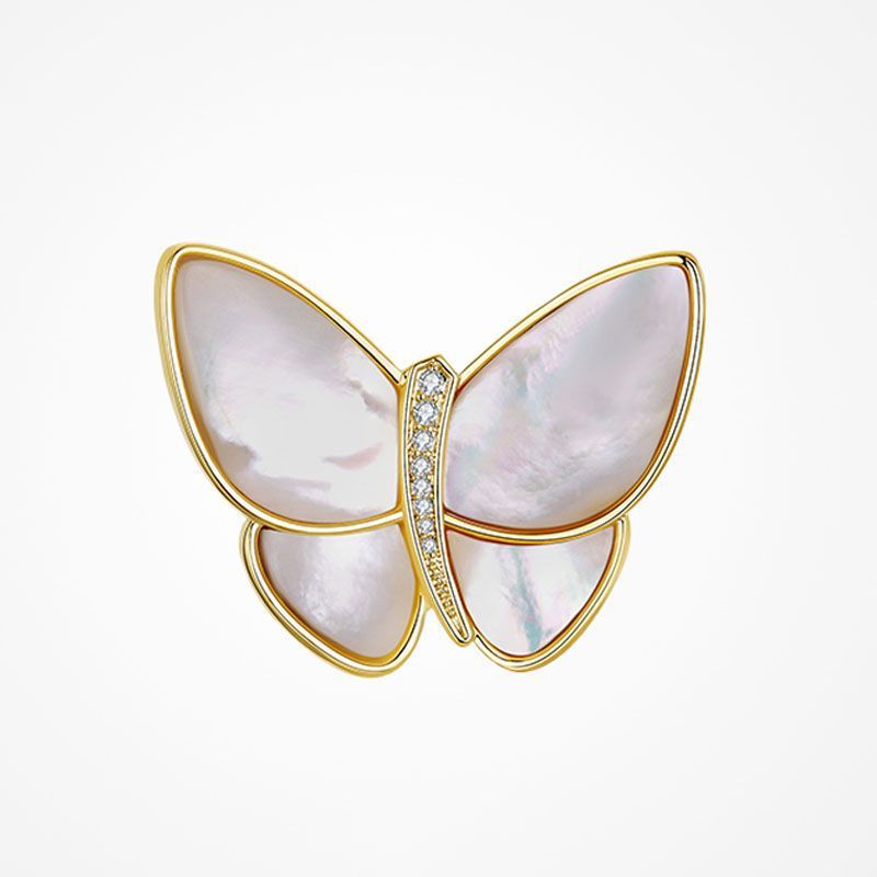 Conchas naturales mariposa universal broche de taladro temperamento femenino minimalista accesorios de pin de moda anti-luz dulce pecho de cobre