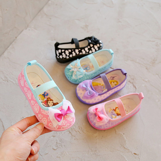 Export to Japan Foreign Trade Tail Single Girl Cartoon Shallow Canvas Shoes Ice Queen Princess Aisha Spring and Autumn Single Shoes
