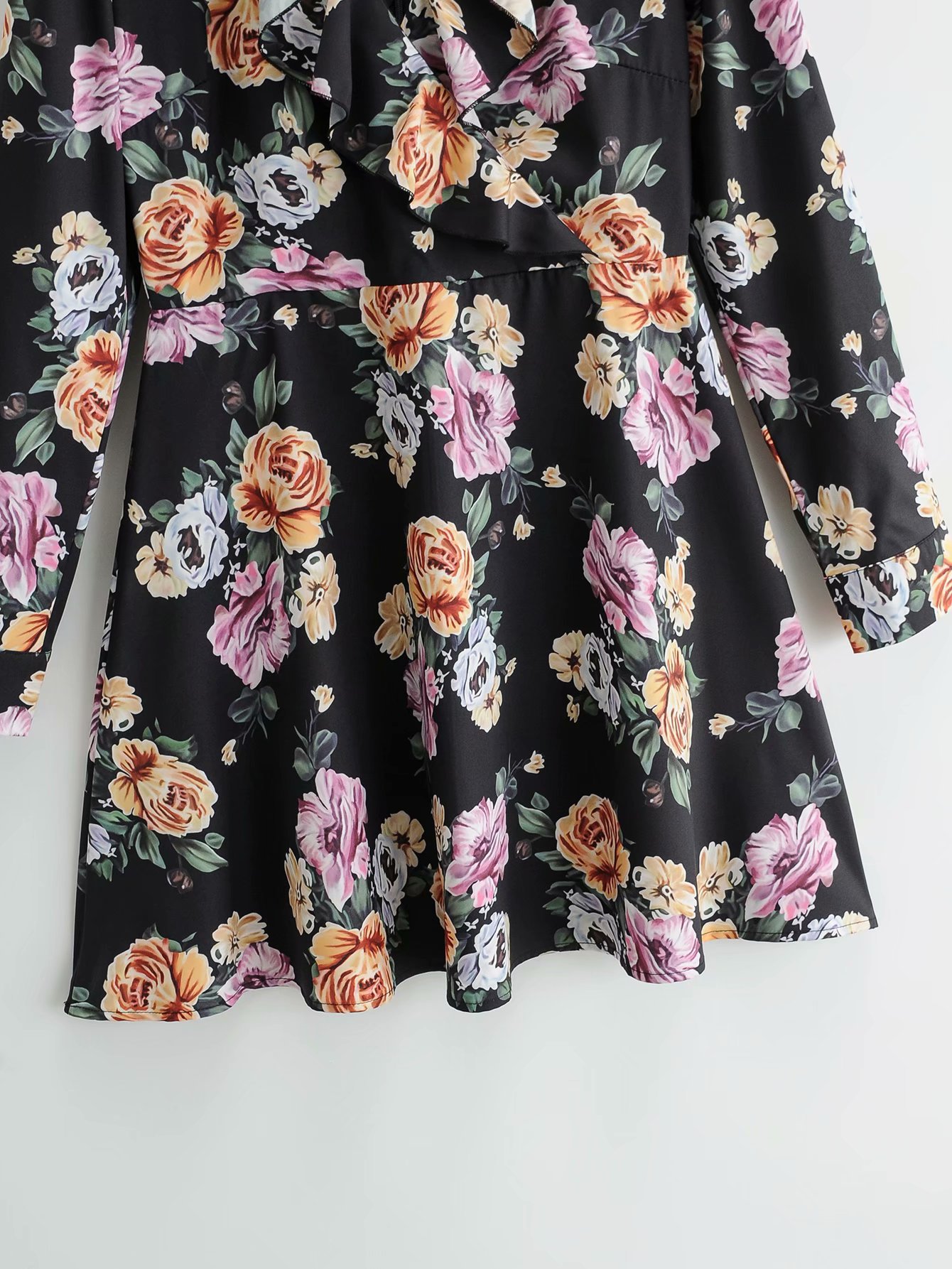 floral print V-neck wrap-up dress  NSAM20912