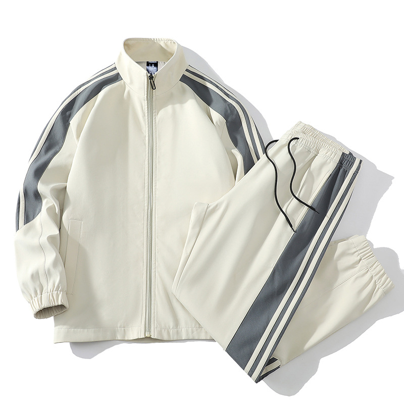 Trajes deportivos transfronterizos de tres barras, chaqueta de cuello vertical de moda para hombres, trajes casuales de primavera y otoño para hombres, tamaño grande