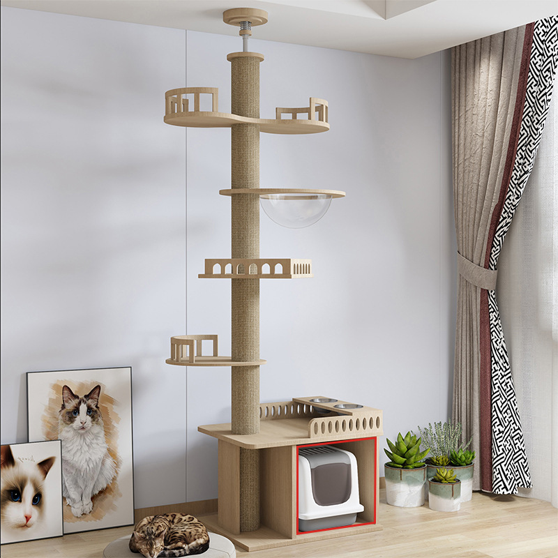 **귀여운 야옹 나무집 [고양이 배변 상자는 포함되어 있지 않습니다]**