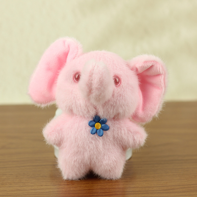 Ventas calientes de chatarra en línea elefante pequeño llavero muñeca colgante juguete de peluche muñeca elefante boda arrojar regalo