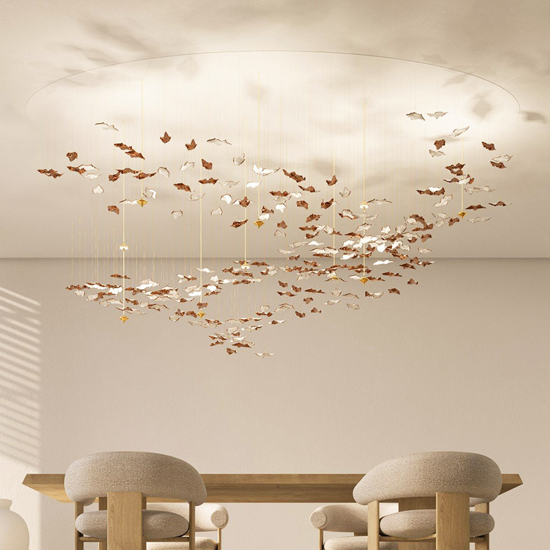 别墅复式楼酒店吊灯创意陶瓷叶片餐厅灯客厅挑空楼梯间工程灯具 - Buy from 1688 via JTL Global
