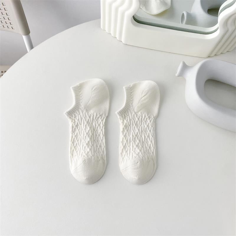 Color crema boca baja calcetines de tobillo invisibles calcetines de algodón de color sólido de las mujeres calcetines de caramelo de malla ins moda verano calcetines transpirables