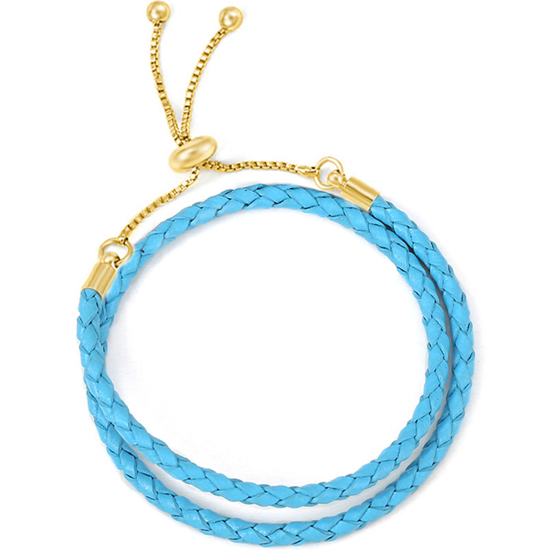 Goldperlen-Armband mit Schnalle, Damenarmband aus Lederband, doppelte Schlaufe, mehrfarbiger Stil, Basic-Kette_voghion.com